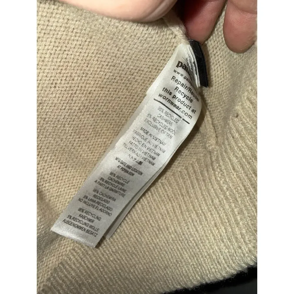 Patagonia Men’s Recycled Cashmere Blend Quarter Zip Sweater Beige Size Large